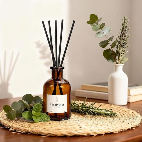 Reed Diffuser Set, 8.12 fl.oz Eucalyptus Scented Diffuser with Sticks, Up to 120 Days, Home Fragrance Reed Diffuser for Bathroom Shelf Decor & Room Freshener, 2 Pack in Saudi Arabia