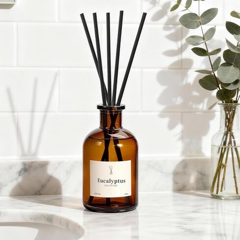 Reed Diffuser Set, 8.12 fl.oz Eucalyptus Scented Diffuser with Sticks, Up to 120 Days, Home Fragrance Reed Diffuser for Bathroom Shelf Decor & Room Freshener, 2 Pack in Saudi Arabia
