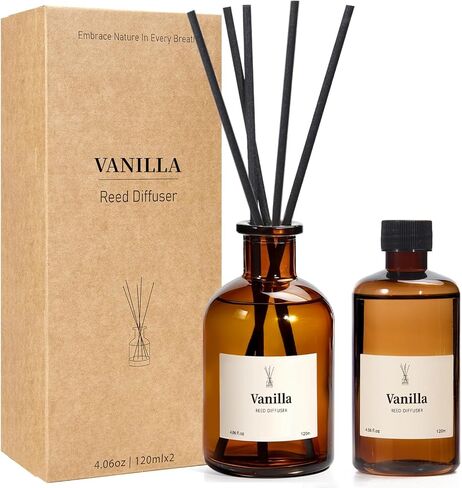 Reed Diffuser Set, 8.12 fl.oz Eucalyptus Scented Diffuser with Sticks, Up to 120 Days, Home Fragrance Reed Diffuser for Bathroom Shelf Decor & Room Freshener, 2 Pack in Saudi Arabia