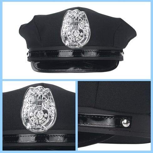 Men Police Costume Hat, Police Hat, Cop Cosplay Hat Cap for Men, Women, Adults Officer Captain Accessories for Halloween Cosplay in Saudi Arabia