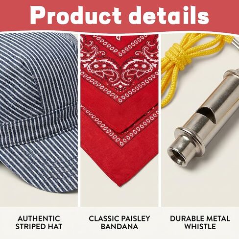 3-Piece Set for Role Play and Costume Parties, Conductor Hat, Train Conductor Hat for Adults,Soft Cotton Material in Saudi Arabia