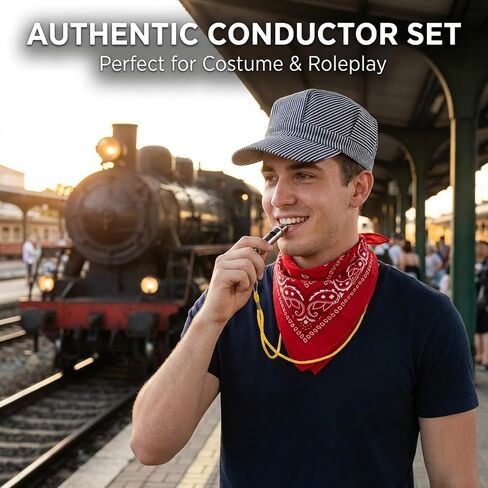 3-Piece Set for Role Play and Costume Parties, Conductor Hat, Train Conductor Hat for Adults,Soft Cotton Material in Saudi Arabia