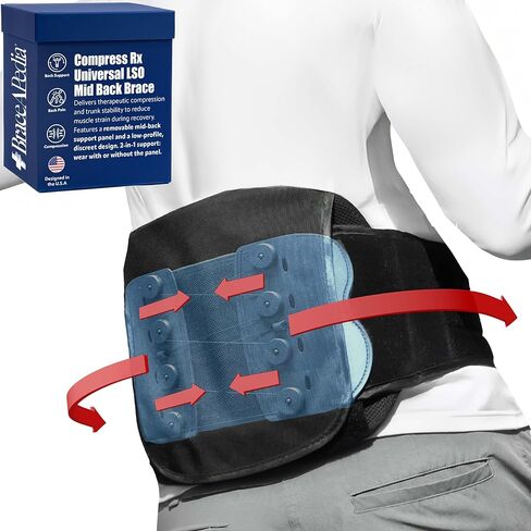 CompressRx Universal LSO Back Brace, Medical-Grade Compression Belt, Lumbar Support for Lower Back Pain, Spinal Stenosis, & Post Surgery Relief, Breathable & Adjustable, Size Small-4XL in Kuwait