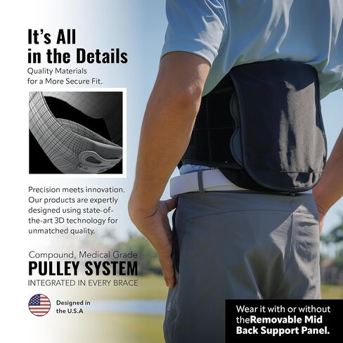 CompressRx Universal LSO Back Brace, Medical-Grade Compression Belt, Lumbar Support for Lower Back Pain, Spinal Stenosis, & Post Surgery Relief, Breathable & Adjustable, Size Small-4XL in Kuwait