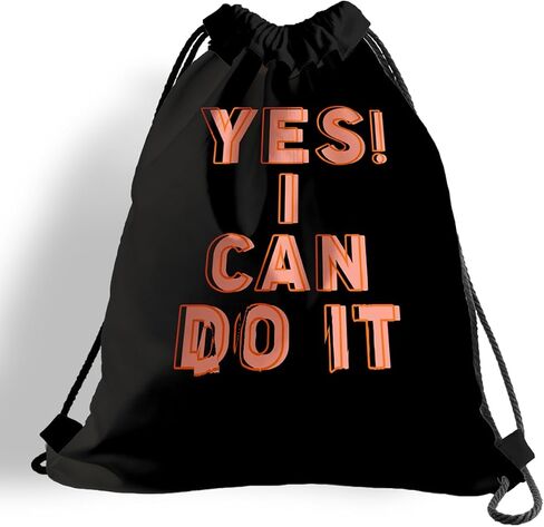Drawstring Bag for Women Men, Motivational Quote Bag - Yes I Can Do It, Lightweight Drawstring Sports Backpack, Quick-drying and Moisture-proof Bags for Gym, Sports, Travel, Daily Use 124 in Saudi Arabia