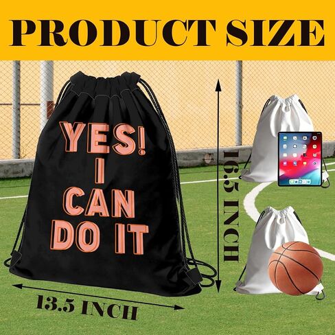 Drawstring Bag for Women Men, Motivational Quote Bag - Yes I Can Do It, Lightweight Drawstring Sports Backpack, Quick-drying and Moisture-proof Bags for Gym, Sports, Travel, Daily Use 124 in Saudi Arabia