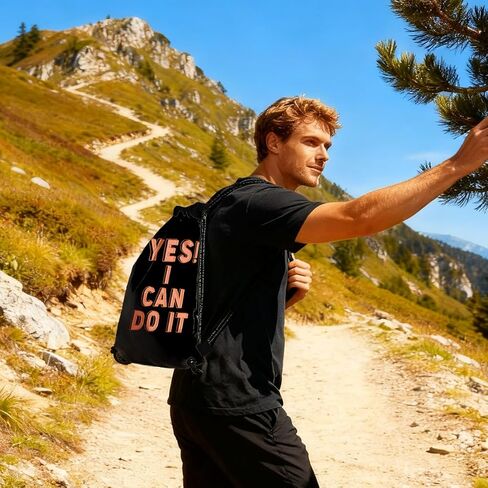 Drawstring Bag for Women Men, Motivational Quote Bag - Yes I Can Do It, Lightweight Drawstring Sports Backpack, Quick-drying and Moisture-proof Bags for Gym, Sports, Travel, Daily Use 124 in Saudi Arabia