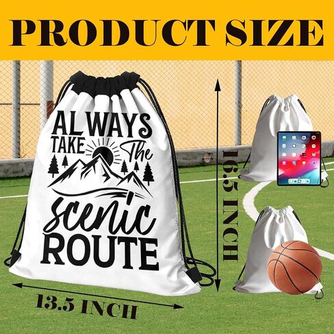 Drawstring Bag for Women Men, Motivational Quote Bag - Always Take the Scenic Route, Lightweight Drawstring Sports Backpack, Quick-drying and Moisture-proof Bags for Gym, Sport, Travel, Daily Use 137 in Saudi Arabia