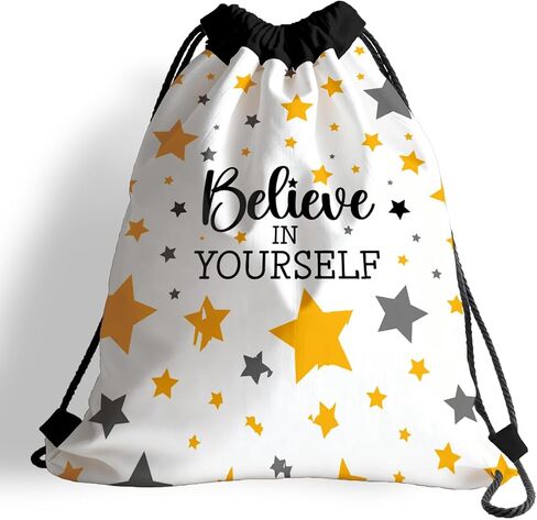 Drawstring Bag for Women Men, Motivational Quote Bag - Believe In Yourself, Lightweight Drawstring Sports Backpack, Quick-drying and Moisture-proof Bags for Gym, Sports, Travel, Daily Use 121 in Saudi Arabia