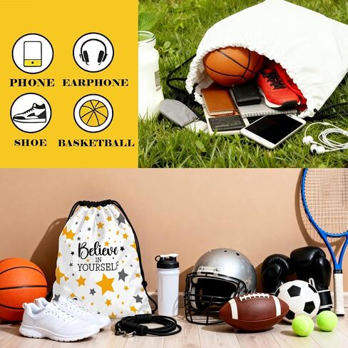 Drawstring Bag for Women Men, Motivational Quote Bag - Believe In Yourself, Lightweight Drawstring Sports Backpack, Quick-drying and Moisture-proof Bags for Gym, Sports, Travel, Daily Use 121 in Saudi Arabia