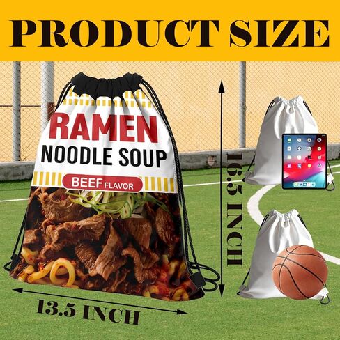 Drawstring Bag for Women Men, Food Lover Bag - Ramen Noodle Soup Beef, Lightweight Drawstring Sports Backpack, Quick-drying and Moisture-proof Bags for Gym, Sports, Travel, Daily Use 187 in Saudi Arabia