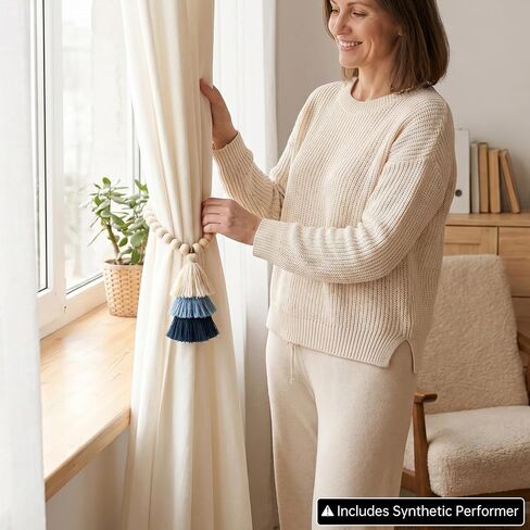 Magnetic Curtain Tiebacks with Wood Beads,2PCS Boho Curtain Tie Backs with Triple Tassels,No Drill Drapery Blue Curtain Ties,Decorative Curtain Holders for Farmhouse,Bedroom,Living Room (2, Blue) in Saudi Arabia
