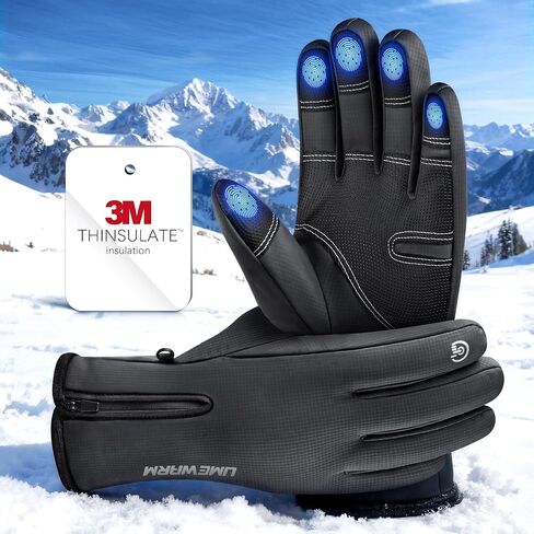 Winter Gloves Men Women Made with 3M Insulation, -20°F GEANI-TEX™ Waterproof Ski Gloves for Cold Weather, 5-Layer Thermal Snow Gloves, 10 Touchscreen Fingers Snowboard gloves for Cycling, Hiking in Saudi Arabia