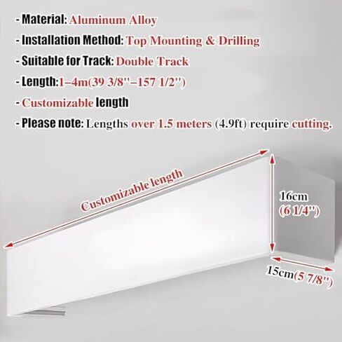 Custom Extra Long Ceiling Curtain Track Cover Box, 6m (19.7ft) Drapes Rail for Blackout Curtains, Decorative Pelmet Panel System, 10.5cm (4.1") Width, Easy Installation in Kuwait