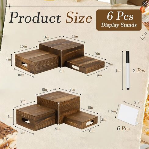 6 Pack Buffet Risers Wood Display Stands Cupcake Stand Catering Supplies Buffet Display with Mini Signs Food Risers for Buffet Table Display Stand for Party, Wedding, Birthday in Kuwait