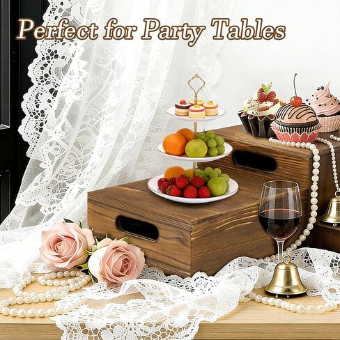 6 Pack Buffet Risers Wood Display Stands Cupcake Stand Catering Supplies Buffet Display with Mini Signs Food Risers for Buffet Table Display Stand for Party, Wedding, Birthday in Kuwait