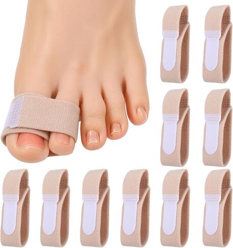 10 Pcs Hammer Toe Straightener Reusable Broken Buddy Wraps Cushioned Protection Toe Bandages Splints Corrector Support for Women Men Bent Curled Crooked Overlapping in Kuwait