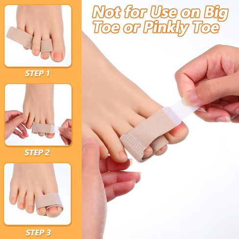 10 Pcs Hammer Toe Straightener Reusable Broken Buddy Wraps Cushioned Protection Toe Bandages Splints Corrector Support for Women Men Bent Curled Crooked Overlapping in Kuwait
