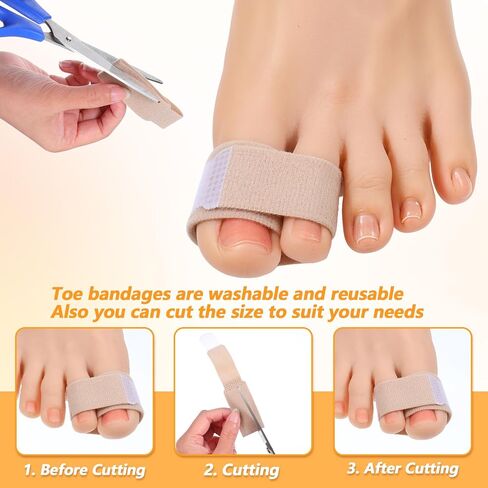 10 Pcs Hammer Toe Straightener Reusable Broken Buddy Wraps Cushioned Protection Toe Bandages Splints Corrector Support for Women Men Bent Curled Crooked Overlapping in Kuwait
