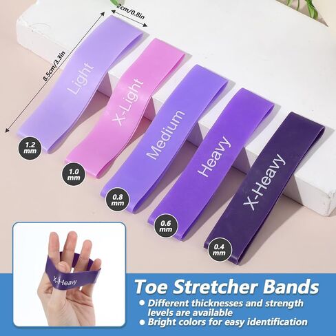 5Pcs Toe Stretcher Bands for Bunions, Toe Bands Resistance for Women and Men with Storage Bag(Purple) in Kuwait