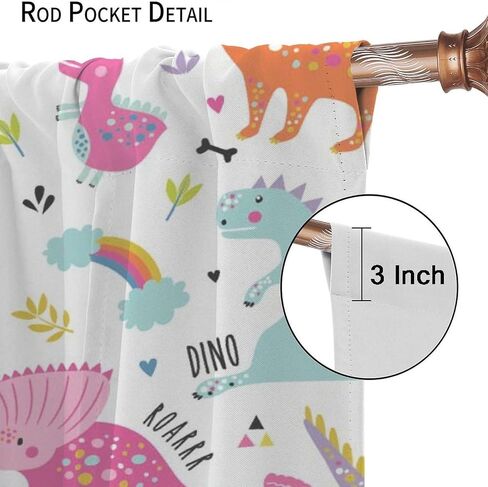 Cartoon Dinosaur Curtains for Boys Girls Home Decor Childish Cute Dino Animals Print Pattern Rod Pocket Blackout Window Drapes for Nursery Baby Bedroom Playroom W21xL45in Decor in Saudi Arabia