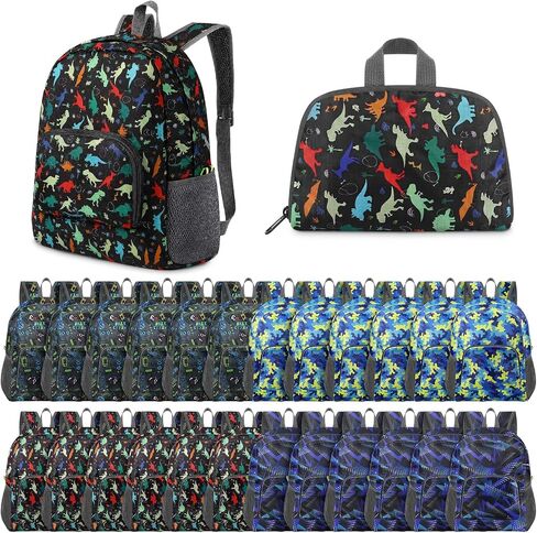 Reginary 24 Pcs Backpack 17" Backpacks Foldable Lightweight Bookbags Outdoor Travel Book Bag with Storage Bag(Colorful,Women's Style) in Saudi Arabia