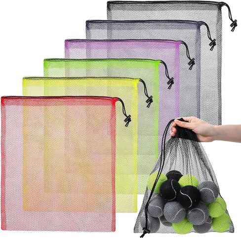 Bremorou Mesh Bag Drawstring Set 6pcs Mesh Laundry Bags Colorful Nylon Drawstring Bags For Pool Storage Beach Ball Toys Storage Bag Gym Laundry 13.78 X 15.75 Inches in Saudi Arabia