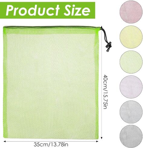 Bremorou Mesh Bag Drawstring Set 6pcs Mesh Laundry Bags Colorful Nylon Drawstring Bags For Pool Storage Beach Ball Toys Storage Bag Gym Laundry 13.78 X 15.75 Inches in Saudi Arabia
