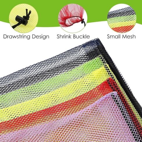 Bremorou Mesh Bag Drawstring Set 6pcs Mesh Laundry Bags Colorful Nylon Drawstring Bags For Pool Storage Beach Ball Toys Storage Bag Gym Laundry 13.78 X 15.75 Inches in Saudi Arabia