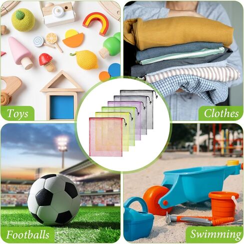 Bremorou Mesh Bag Drawstring Set 6pcs Mesh Laundry Bags Colorful Nylon Drawstring Bags For Pool Storage Beach Ball Toys Storage Bag Gym Laundry 13.78 X 15.75 Inches in Saudi Arabia