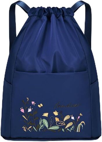 Foldable Women Drawstring Backpack, Shopping Bag, Waterproof Portable Travel Backpack for Sports Yoga Fitness (Light Blue) in Saudi Arabia