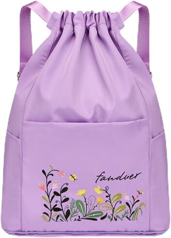 Foldable Women Drawstring Backpack, Shopping Bag, Waterproof Portable Travel Backpack for Sports Yoga Fitness (Light Blue) in Saudi Arabia