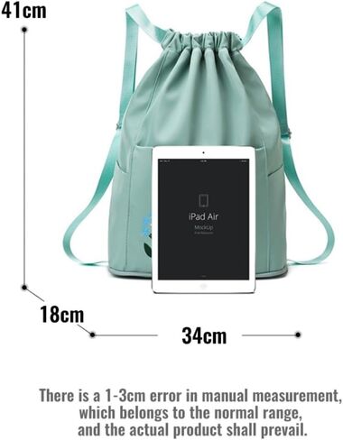 Foldable Women Drawstring Backpack, Shopping Bag, Waterproof Portable Travel Backpack for Sports Yoga Fitness (Light Blue) in Saudi Arabia