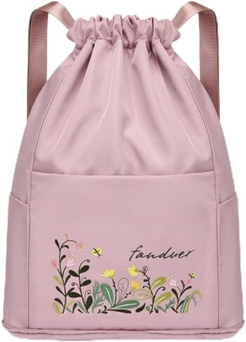 Foldable Women Drawstring Backpack, Shopping Bag, Waterproof Portable Travel Backpack for Sports Yoga Fitness (Light Blue) in Saudi Arabia