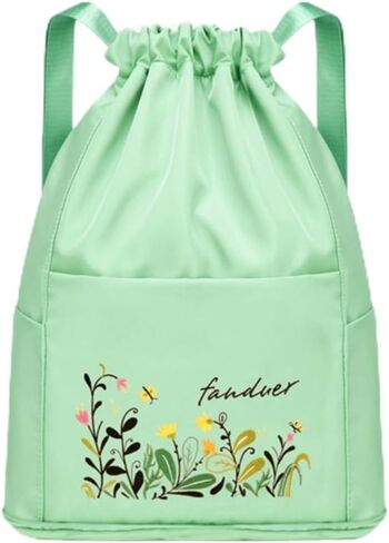Foldable Women Drawstring Backpack, Shopping Bag, Waterproof Portable Travel Backpack for Sports Yoga Fitness (Light Blue) in Saudi Arabia