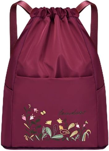 Foldable Women Drawstring Backpack, Shopping Bag, Waterproof Portable Travel Backpack for Sports Yoga Fitness (Light Blue) in Saudi Arabia