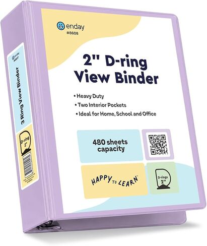 Enday 1.5 Inch Binder, Blue - 1.5 Inch 3 Ring Binder, Round Ring Pastel with Clear View Cover for Letter Size 8.5 x 11'' Paper & 2 Inside Pockets, Ideal for School Supplies, Office, and Home in Saudi Arabia