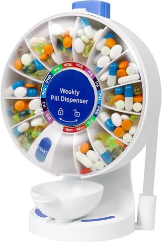 14-Day Standing Pill Dispenser with One-Press, No-Flip Design - Wall-Mountable or Free-Standing, 14 Large Compartments, Daily Medication Organizer for Seniors, Elderly in Saudi Arabia
