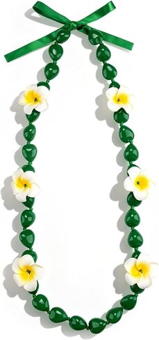 On-Airstore Graduation Kukui Nuts Lei Class of 2026 Hawaiian Leis with Artificial Plumeria Flowers Adjustable Bow Ribbon for Men Women in Kuwait