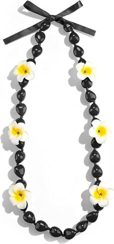 On-Airstore Graduation Kukui Nuts Lei Class of 2026 Hawaiian Leis with Artificial Plumeria Flowers Adjustable Bow Ribbon for Men Women in Kuwait