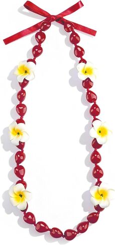 On-Airstore Graduation Kukui Nuts Lei Class of 2026 Hawaiian Leis with Artificial Plumeria Flowers Adjustable Bow Ribbon for Men Women in Kuwait