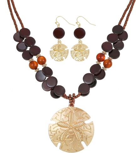 Perla Boho Starfish Necklace for Women, Chunky Layered Shell Beads Choker Necklace and Earrings Set, Ocean-Themed Summer Beach Jewelry in Saudi Arabia