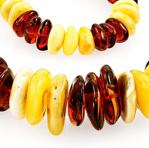 Genuine Baltic Amber Beaded Necklace for Women – 21.3 Inch Handmade Multicolor Cognac & Butterscotch Amber Statement Jewelry – 273 Carats, 0.35-0.67 in Beads – Natural Polished Amber Gift in Saudi Arabia
