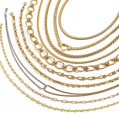 Two Tone Snake Chain Twisted Link Necklace For women, 18K PVD Gold Silver Waterproof Stainless Steel, Dual Color Mixed Double Layer Chain Necklace Fashion Jewelry Gifts For Mom Ladies in Saudi Arabia