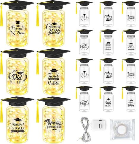 18Pcs 2026 Graduation Centerpieces for Tables,Graduation Table Decorations, Mason Jars for Centerpieces with Graduation Caps,Graduation Decorations for College High School Congrats Grad Party Supplies in Saudi Arabia