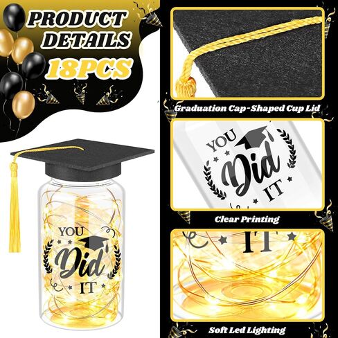 18Pcs 2026 Graduation Centerpieces for Tables,Graduation Table Decorations, Mason Jars for Centerpieces with Graduation Caps,Graduation Decorations for College High School Congrats Grad Party Supplies in Saudi Arabia