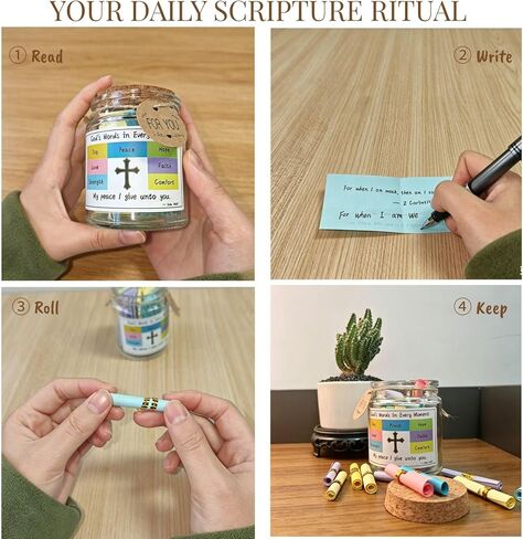 Bible Verse Jar for Women – Large Print & Writeable Scripture Strips – Easy-to-Read Christian Gift for Daily Reflection, Prayer & Journaling in Kuwait