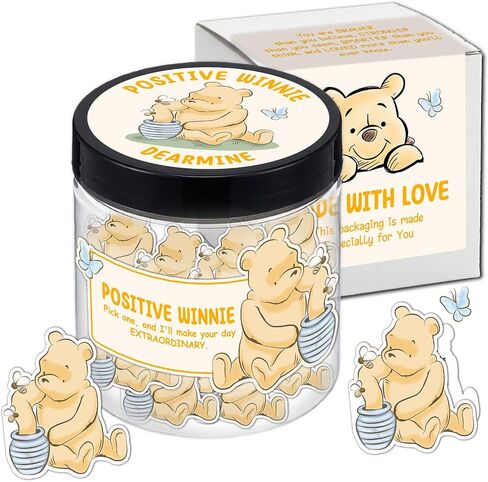 Winnie Positive Affirmation Cards Jar, Winnie Positive Energy Cards Emotional Support Gift Jar for Teens & Men, Female, The Pooh Anxiety Relief Items, 60 Cards Daily Motivational Self Care Gift female in Saudi Arabia