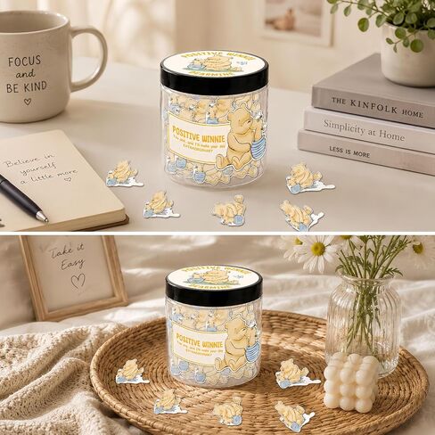 Winnie Positive Affirmation Cards Jar, Winnie Positive Energy Cards Emotional Support Gift Jar for Teens & Men, Female, The Pooh Anxiety Relief Items, 60 Cards Daily Motivational Self Care Gift female in Saudi Arabia