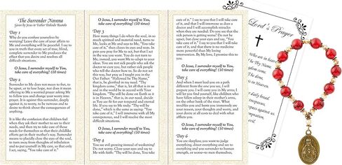 Trendzeen Surrender Novena Chaplet - Glass Surrender Novena Rosary Chaplet, Trifold Surrender Novena Pamphlet, Our Father Prayer Card - Don Dolindo Surrender Novena Set, Total 3 Items in Kuwait